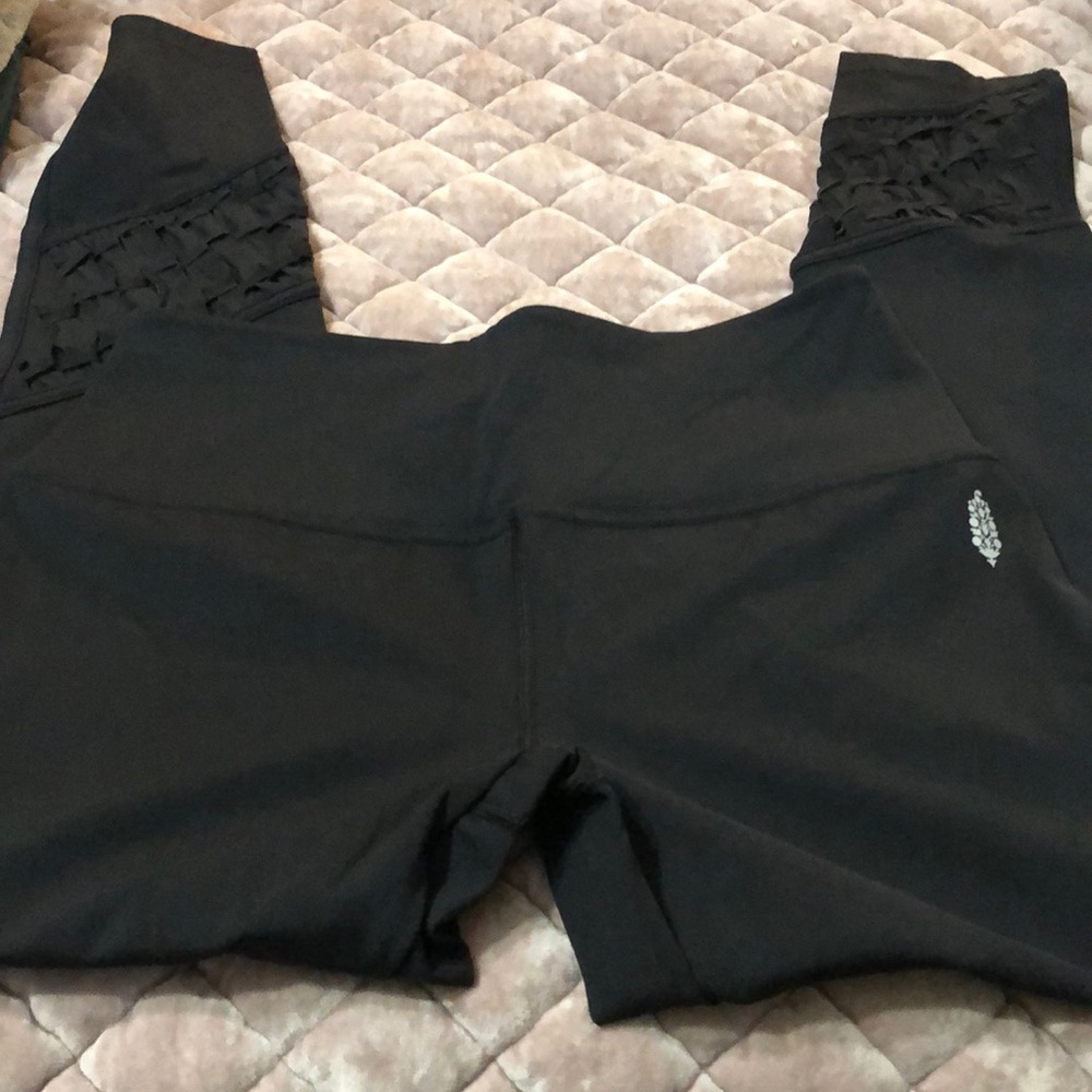 Free people leggings with woven leg details